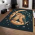 Two cute owls in love sitting on the crescent moon area rugs carpet