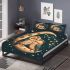 Two cute owls in love sitting on the crescent moon bedding set