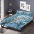 Two cute owls with feathers in shades of blue bedding set