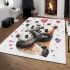 Two cute pandas hugging surrounded area rugs carpet