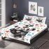 Two cute pandas hugging surrounded colorful hearts bedding set