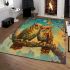 Two owls in love looking at each other with an owl family area rugs carpet