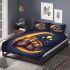 Two owls in love sitting on the crescent moon bedding set