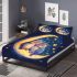 Two owls in love sitting on the crescent moon bedding set
