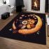 Two owls in love sitting on the crescent moon area rugs carpet