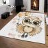 Valentine's day cute baby gold owl with hearts clipart area rugs carpet