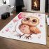 Valentine's day cute baby gold owl with hearts clipart area rugs carpet