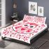 Valentine's day cute pink owl with flowers and heart bedding set