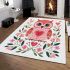 Valentine's day cute pink owl with flowers and heart area rugs carpet