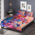 Vertical ai illustration of colorful butterflies bedding set