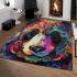 Vibrant and colorful panda design with intricate patterns area rugs carpet