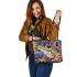 Vibrant and psychedelic illustration of an adorable frog leaather tote bag