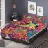 Vibrant and psychedelic illustration of an adorable frog bedding set