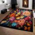 Vibrant butterflies amongst flowers area rugs carpet