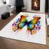 Vibrant butterfly resting on flower covered branch area rugs carpet