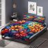 Vibrant colorful floral display bedding set