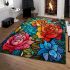 Vibrant colorful rose garden area rugs carpet