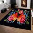 Vibrant floral butterfly artwork area rugs carpet