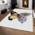 Vibrant floral butterfly illustration area rugs carpet