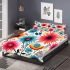 Vibrant floral circle bedding set