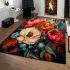 Vibrant flower vase on table area rugs carpet