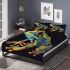 Vibrant frog in the style of psychedelic bedding set