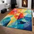 Vibrant geometric watercolor fusion combining the prism of colors area rugs carpet