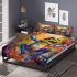 Vibrant painting of an happy dancing frog bedding set