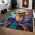 Vibrant painting of an happy dancing frog area rugs carpet