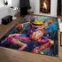 Vibrant painting of an happy dancing frog area rugs carpet