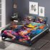 Vibrant painting of an happy dancing frog bedding set