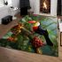 Vibrant toucan in the berry paradise area rugs carpet