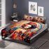Vibrant woman in abstract city bedding set