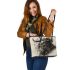 Viking human and dream catcher leather tote bag