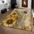Vintage journal old with bumble bee and sunflowers area rugs carpet