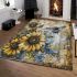 Vintage journal old with bumble bee and sunflowers area rugs carpet