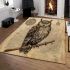 Vintage wisdom owl on world map area rugs carpet