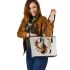 Violin coffee and dream catcher leather tote bag