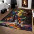 Vividly colored frog dancing on its hind legs area rugs carpet