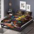 Vividly colored frog dancing on its hind legs bedding set