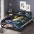 Vividly colored frog dancing on its hind legs bedding set