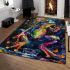 Vividly colored frog dancing on its hind legs area rugs carpet