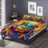 Vividly colored psychedelic cute frog bedding set