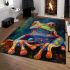 Vividly colored psychedelic cute frog area rugs carpet