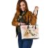 Watercolor beautiful elegant light brown horse leather tote bag