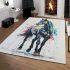 Watercolor black horse area rugs carpet