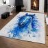 Watercolor blue horse area rugs carpet