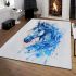 Watercolor blue horse area rugs carpet