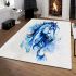 Watercolor blue horse area rugs carpet