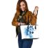 Watercolor blue horse leather tote bag